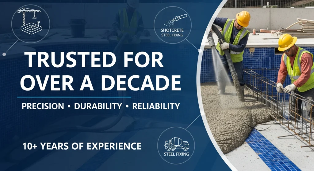 shotcrete NSW, pool shotcrete NSW, structural shotcrete contractor, concrete shell shotcrete.