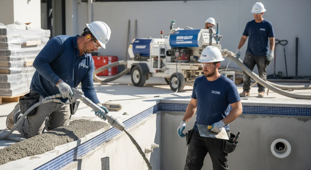 shotcrete NSW, pool shotcrete NSW, structural shotcrete contractor, concrete shell shotcrete.