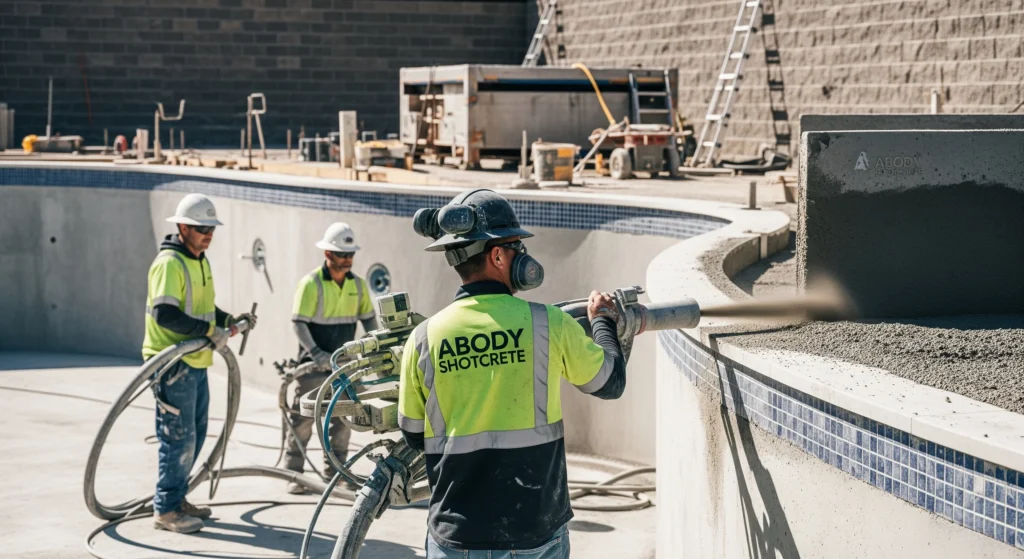 shotcrete NSW, pool shotcrete NSW, structural shotcrete contractor, concrete shell shotcrete.